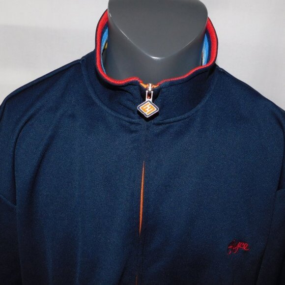 ENYCE mens L Blue Rainbow Cuff Hem Full Zip Track Jacket - Picture 4 of 15